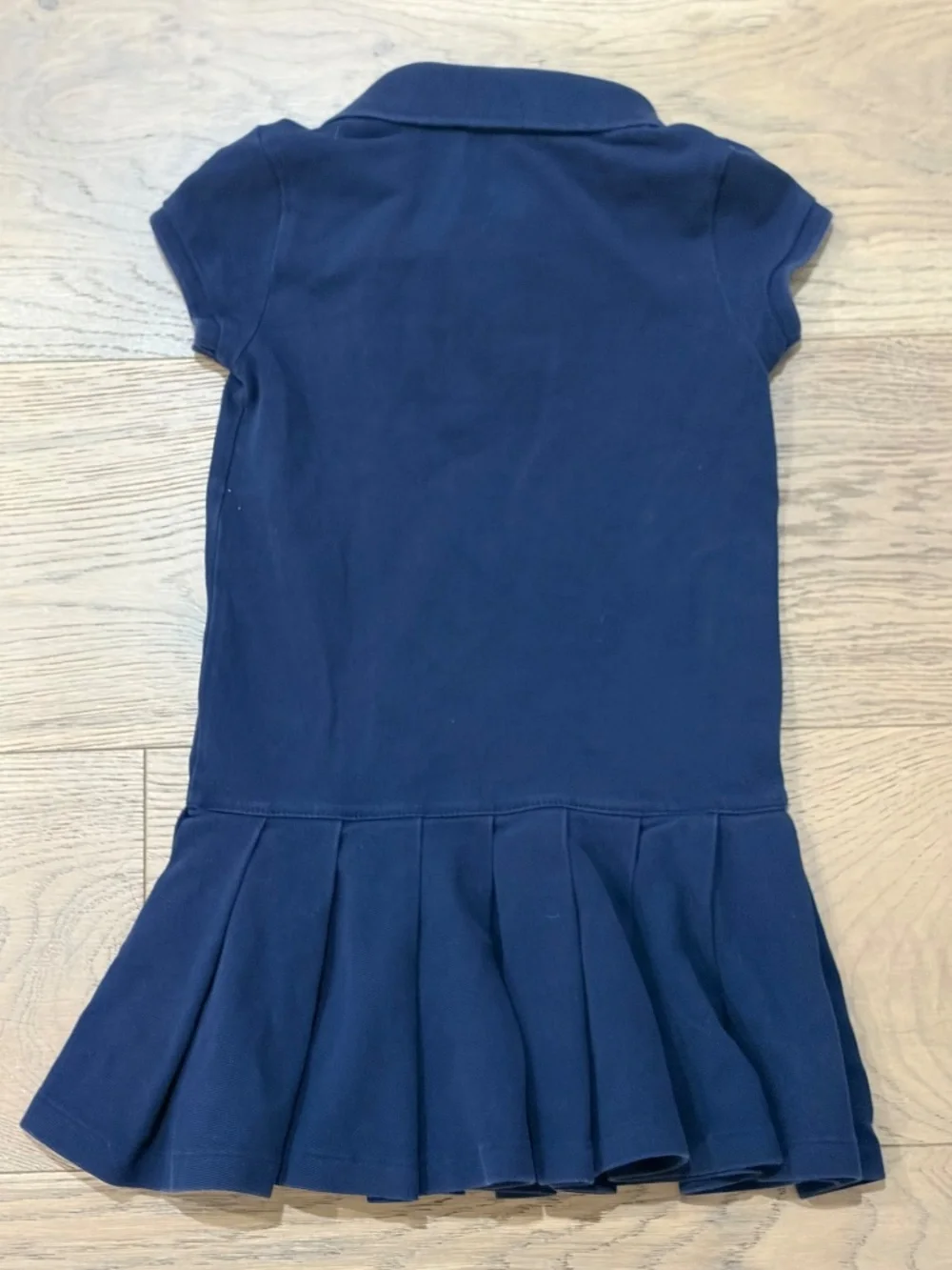 Ralph Lauren Navy with Pink Logo Cotton Girls Size 4 Dress - Pleat Skirt